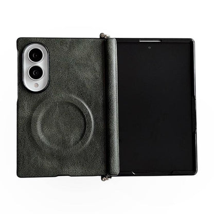 Side Clamp Hinge Crazy Horse Texture Magnetic Leather Phone Case, For Galaxy Z Fold8 5G