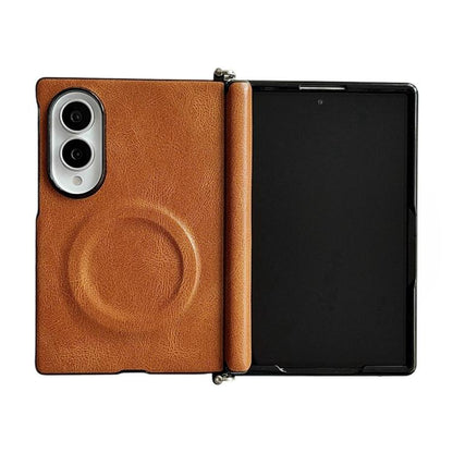 Side Clamp Hinge Crazy Horse Texture Magnetic Leather Phone Case, For Galaxy Z Fold8 5G