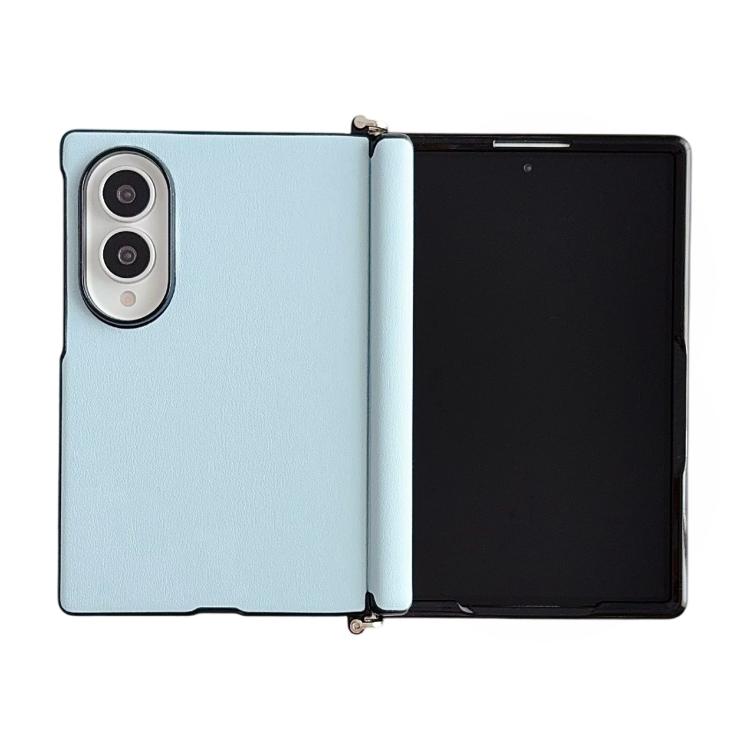 Side Clamp Central Axis Morandi Solid Color Leather Texture Phone Case, For Galaxy Z Fold8 5G