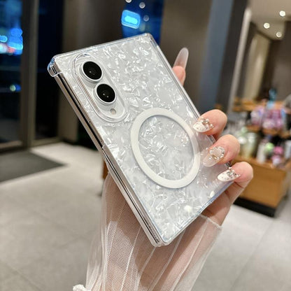 Axis Magnetic Pearlescent Shell Texture Magnetic Ring Phone Case, For Galaxy Z Fold8 5G