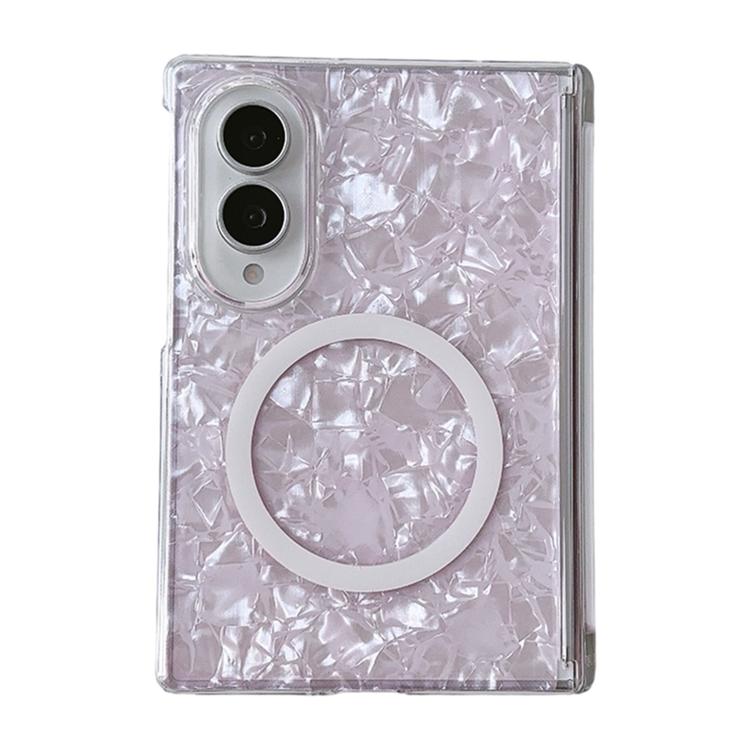 Axis Magnetic Pearlescent Shell Texture Magnetic Ring Phone Case, For Galaxy Z Fold8 5G