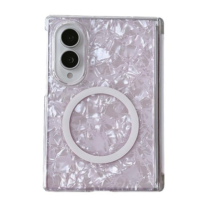 Axis Magnetic Pearlescent Shell Texture Magnetic Ring Phone Case, For Galaxy Z Fold8 5G