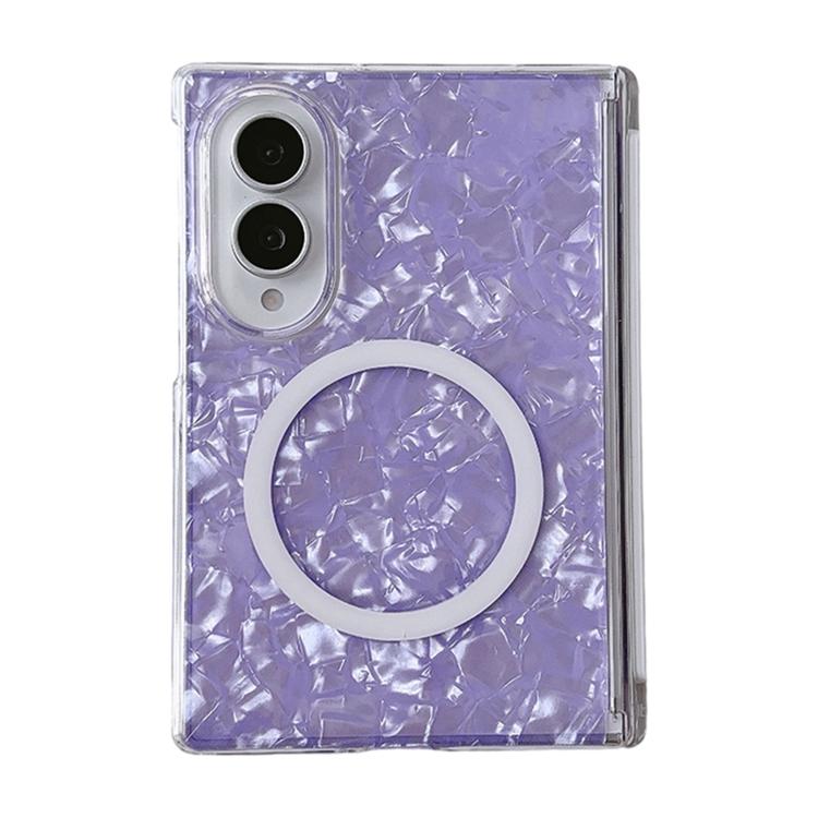 Axis Magnetic Pearlescent Shell Texture Magnetic Ring Phone Case, For Galaxy Z Fold8 5G