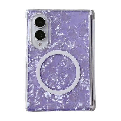 Axis Magnetic Pearlescent Shell Texture Magnetic Ring Phone Case, For Galaxy Z Fold8 5G
