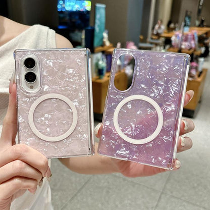 Axis Magnetic Pearlescent Shell Texture Magnetic Ring Phone Case, For Galaxy Z Fold8 5G
