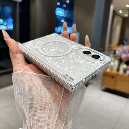 Axis Magnetic Pearlescent Shell Texture Magnetic Ring Phone Case, For Galaxy Z Fold8 5G