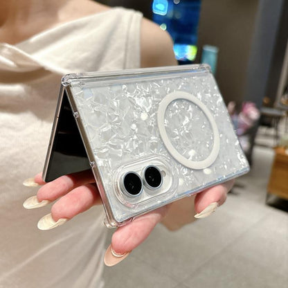 Axis Magnetic Pearlescent Shell Texture Magnetic Ring Phone Case, For Galaxy Z Fold8 5G
