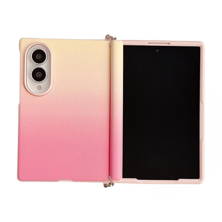 Side Clamp Hinge Magnetic Colorful Gradient Leather Texture Phone Case, For Galaxy Z Fold8 5G
