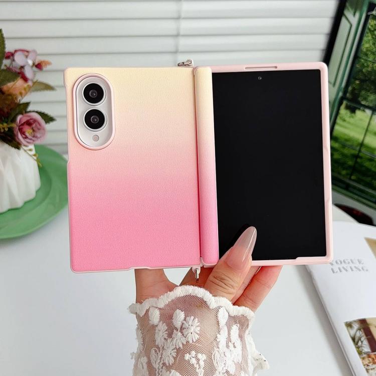 Side Clamp Hinge Magnetic Colorful Gradient Leather Texture Phone Case, For Galaxy Z Fold8 5G