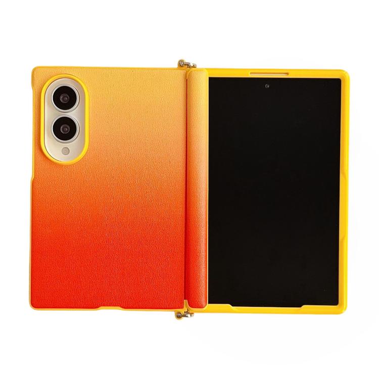 Side Clamp Hinge Magnetic Colorful Gradient Leather Texture Phone Case, For Galaxy Z Fold8 5G