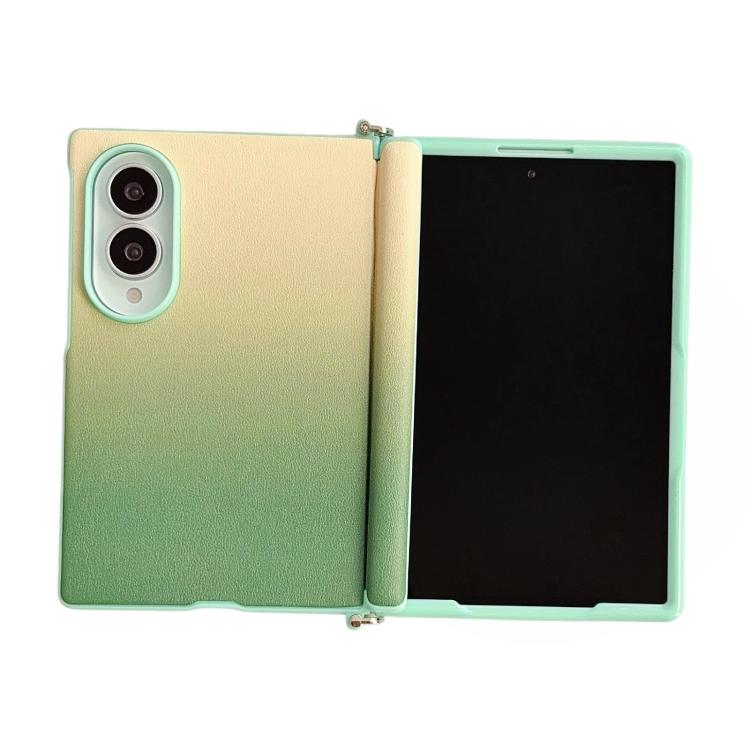 Side Clamp Hinge Magnetic Colorful Gradient Leather Texture Phone Case, For Galaxy Z Fold8 5G