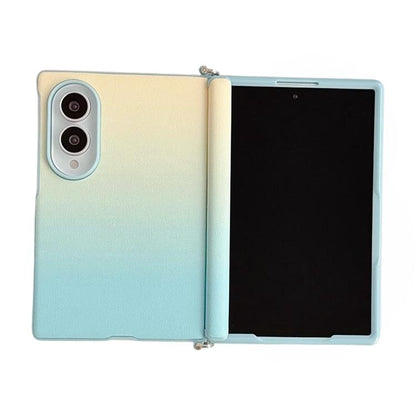 Side Clamp Hinge Magnetic Colorful Gradient Leather Texture Phone Case, For Galaxy Z Fold8 5G