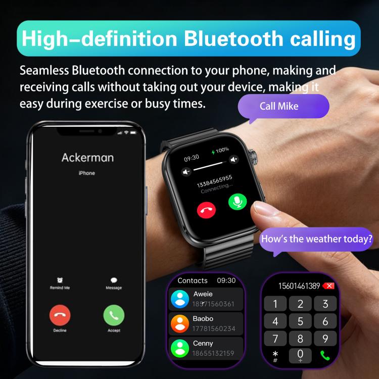 GE53 Smart Watch, 1.92 inch Screen, BT Call, ECG, ECG Heart Rate, Blood Oxygen, Blood Pressure