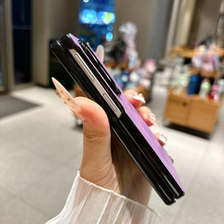 Side Clamp Central Axis Lambskin Leather Phone Case, For Galaxy Z Fold8 5G