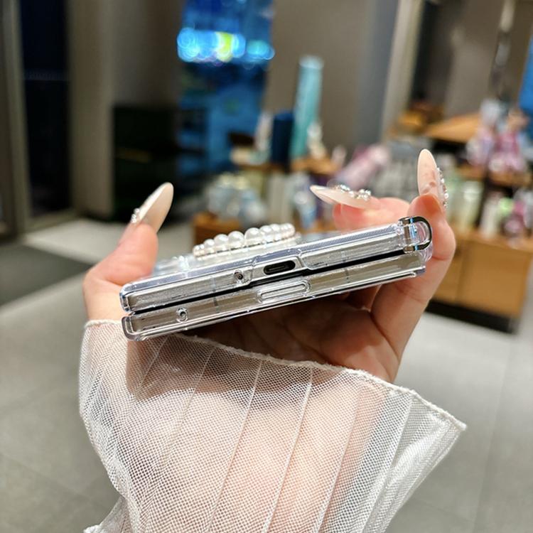Side Clip Axis Magnetic Pearlescent Shell Texture Phone Case with Bracelet, For Galaxy Z Fold8 5G