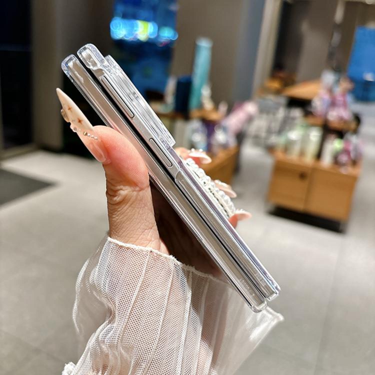 Side Clip Axis Magnetic Pearlescent Shell Texture Phone Case with Bracelet, For Galaxy Z Fold8 5G
