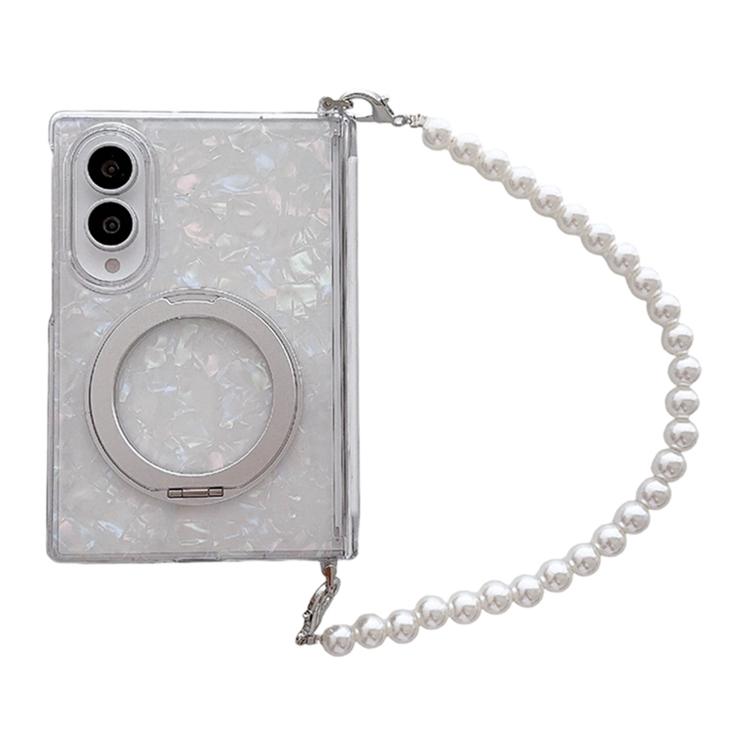 Side Clip Axial Magnetic Shell Pattern 360 Holder Phone Case with Bracelet, For Galaxy Z Fold8 5G