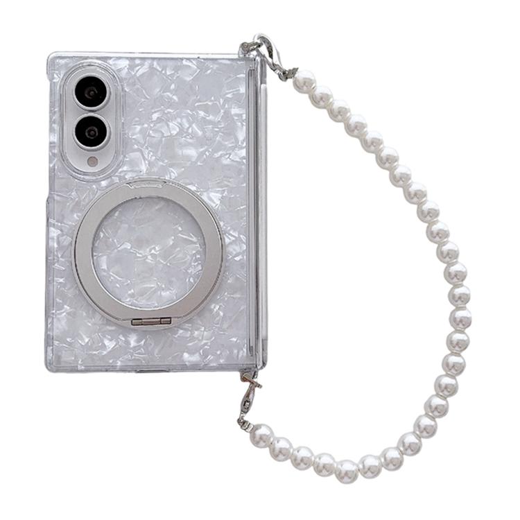 Side Clip Axial Magnetic Shell Pattern 360 Holder Phone Case with Bracelet, For Galaxy Z Fold8 5G