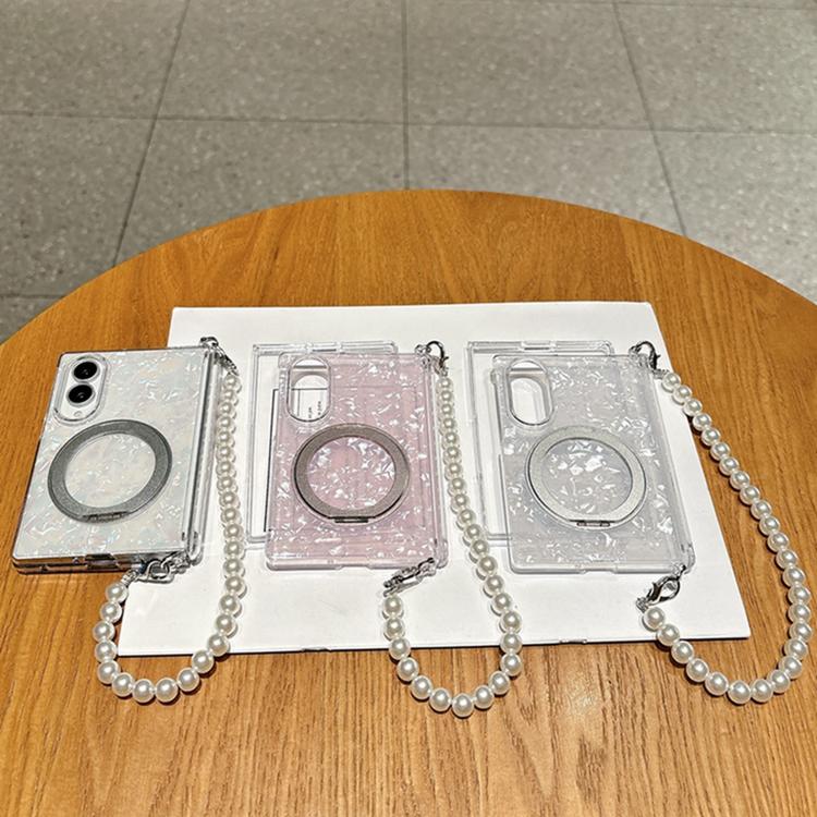 Side Clip Axial Magnetic Shell Pattern 360 Holder Phone Case with Bracelet, For Galaxy Z Fold8 5G