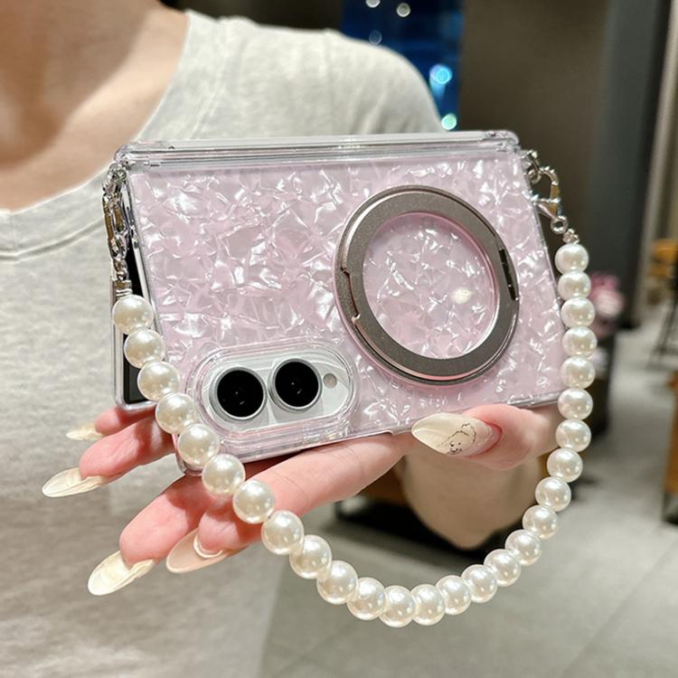 Side Clip Axial Magnetic Shell Pattern 360 Holder Phone Case with Bracelet, For Galaxy Z Fold8 5G