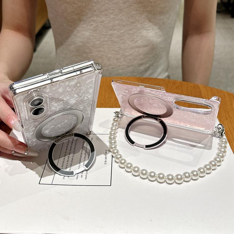 Side Clip Axial Magnetic Shell Pattern 360 Holder Phone Case with Bracelet, For Galaxy Z Fold8 5G