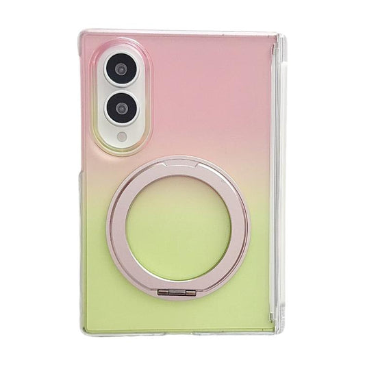 Lens-Frame Shield Hinge Magnetic Gradient Color Phone Case with Holder, For Galaxy Z Fold8 5G