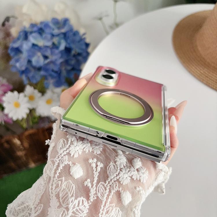 Lens-Frame Shield Hinge Magnetic Gradient Color Phone Case with Holder, For Galaxy Z Fold8 5G