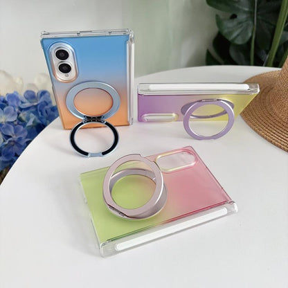 Lens-Frame Shield Hinge Magnetic Gradient Color Phone Case with Holder, For Galaxy Z Fold8 5G