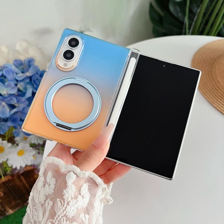 Lens-Frame Shield Hinge Magnetic Gradient Color Phone Case with Holder, For Galaxy Z Fold8 5G