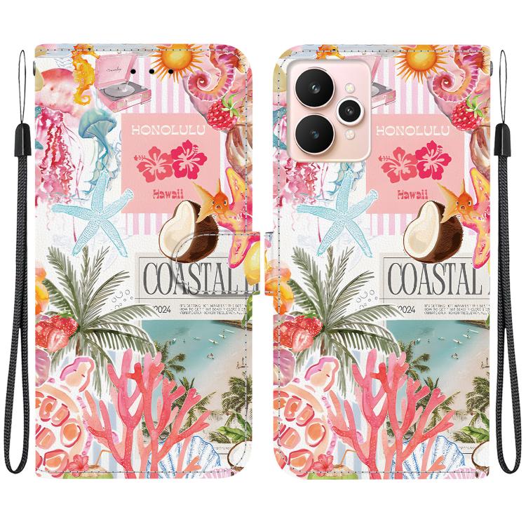 Crystal-Texture Painted Vegan Leather Phone Case, For Realme C100 / C100i 4G, For Realme 16 5G, For Realme 16 Pro+ 5G, For Realme 16 Pro 5G, For Realme Note 70T / 70 4G, For Realme 15T, For Realme 15 Pro / 15 5G, For Realme C75 / 14x                   ...