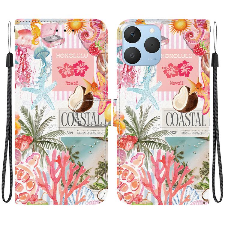 Crystal-Texture Painted Vegan Leather Phone Case, For Realme C100 / C100i 4G, For Realme 16 5G, For Realme 16 Pro+ 5G, For Realme 16 Pro 5G, For Realme Note 70T / 70 4G, For Realme 15T, For Realme 15 Pro / 15 5G, For Realme C75 / 14x                   ...