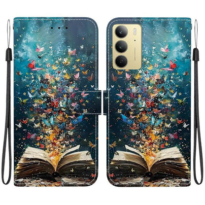 Crystal-Texture Painted Vegan Leather Phone Case, For Realme C100 / C100i 4G, For Realme 16 5G, For Realme 16 Pro+ 5G, For Realme 16 Pro 5G, For Realme Note 70T / 70 4G, For Realme 15T, For Realme 15 Pro / 15 5G, For Realme C75 / 14x                   ...