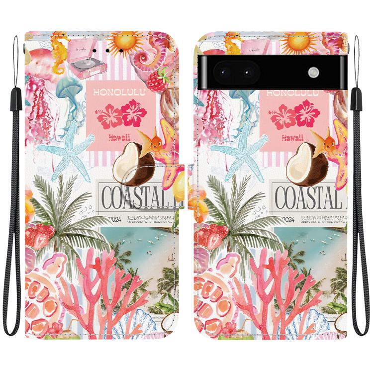 Crystal-Texture Painted Vegan Leather Phone Case, For Google Pixel 6a