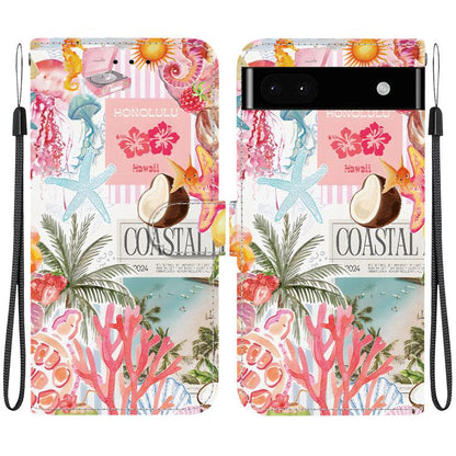 Crystal-Texture Painted Vegan Leather Phone Case, For Google Pixel 6a