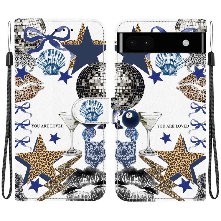 Crystal-Texture Painted Vegan Leather Phone Case, For Google Pixel 6a