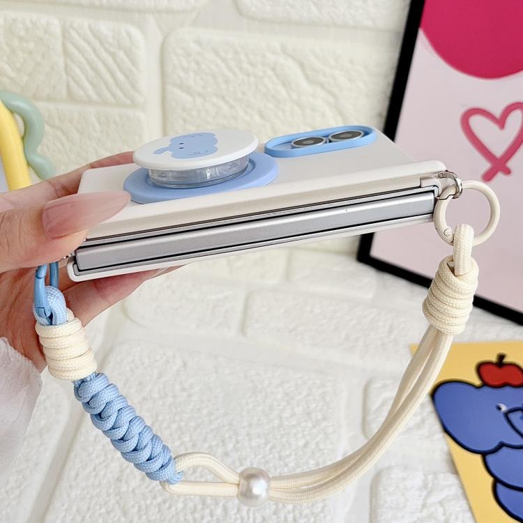Side Clamp Central Axis Skin Feel Magnetic Phone Case with Wrist Strap & Holder, For Galaxy Z Fold8 5G