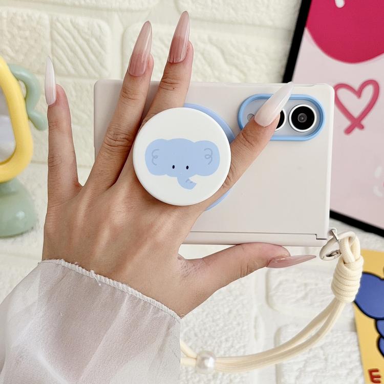 Side Clamp Central Axis Skin Feel Magnetic Phone Case with Wrist Strap & Holder, For Galaxy Z Fold8 5G