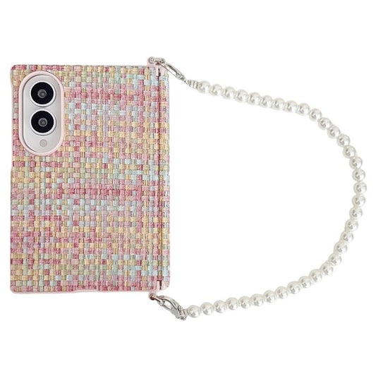 Side Clamp Magnetic Central Axis Fantasy Weave Texture Phone Case with Bracelet, For Galaxy Z Fold8 5G