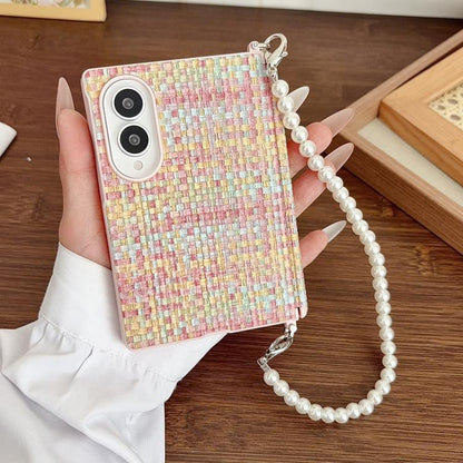 Side Clamp Magnetic Central Axis Fantasy Weave Texture Phone Case with Bracelet, For Galaxy Z Fold8 5G