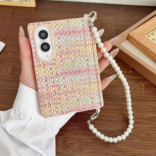 Side Clamp Magnetic Central Axis Fantasy Weave Texture Phone Case with Bracelet, For Galaxy Z Fold8 5G