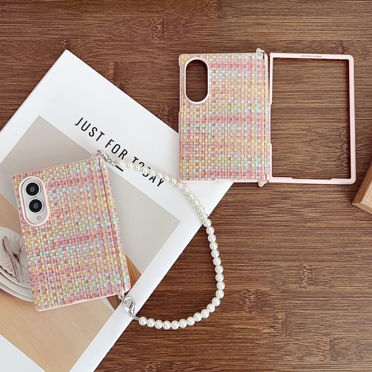 Side Clamp Magnetic Central Axis Fantasy Weave Texture Phone Case with Bracelet, For Galaxy Z Fold8 5G