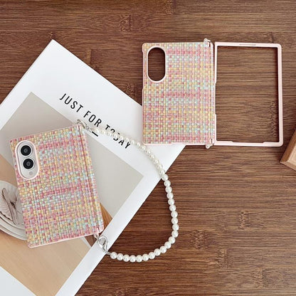 Side Clamp Magnetic Central Axis Fantasy Weave Texture Phone Case with Bracelet, For Galaxy Z Fold8 5G