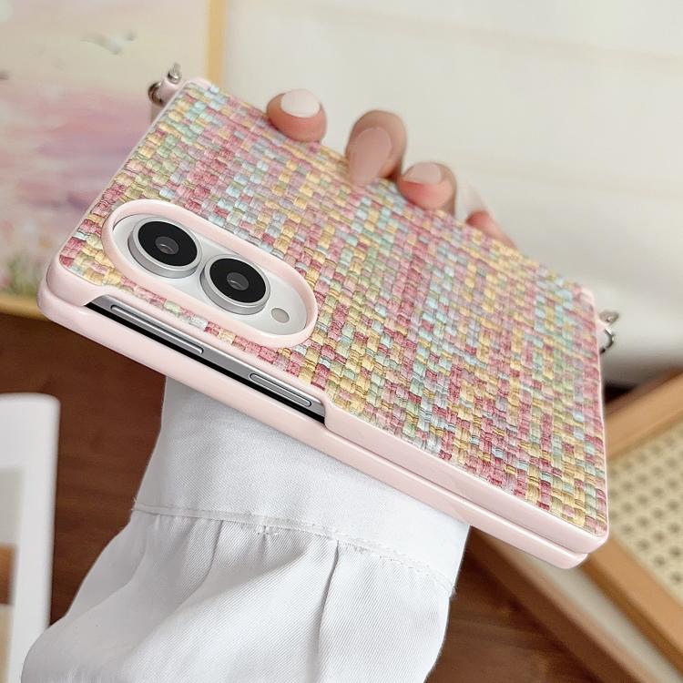 Side Clamp Magnetic Central Axis Fantasy Weave Texture Phone Case with Bracelet, For Galaxy Z Fold8 5G