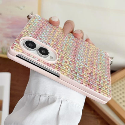 Side Clamp Magnetic Central Axis Fantasy Weave Texture Phone Case with Bracelet, For Galaxy Z Fold8 5G