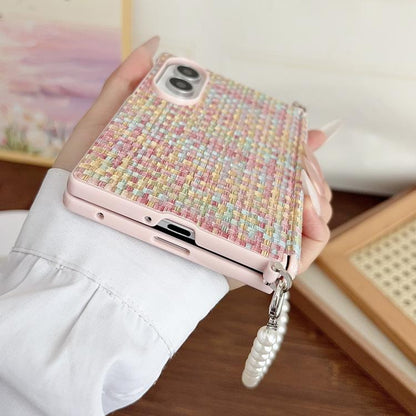 Side Clamp Magnetic Central Axis Fantasy Weave Texture Phone Case with Bracelet, For Galaxy Z Fold8 5G