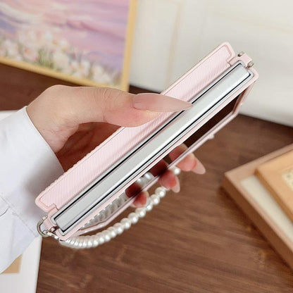 Side Clamp Magnetic Central Axis Fantasy Weave Texture Phone Case with Bracelet, For Galaxy Z Fold8 5G