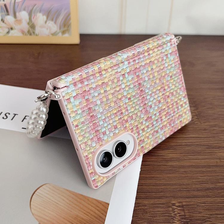 Side Clamp Magnetic Central Axis Fantasy Weave Texture Phone Case with Bracelet, For Galaxy Z Fold8 5G