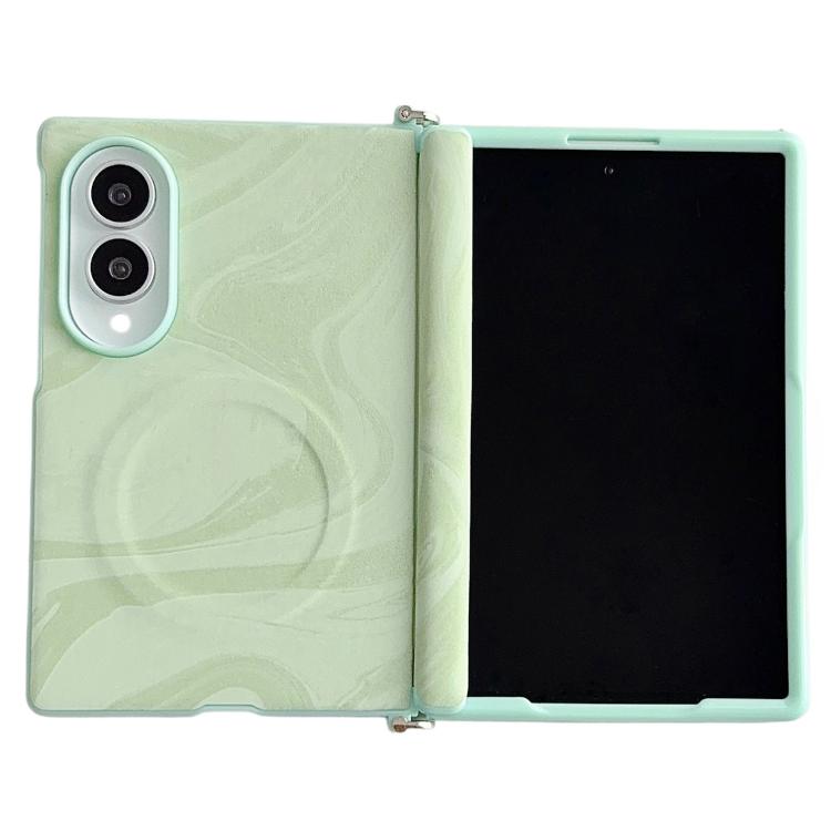 Side Clamp Central Axis Wave Texture Phone Case with Magnetic Ring, For Galaxy Z Fold8 5G