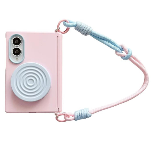 Side Clamp Magnetic Central Axis  Lens-Frame Phone Case with Wrist Strap & Holder, For Galaxy Z Fold8 5G