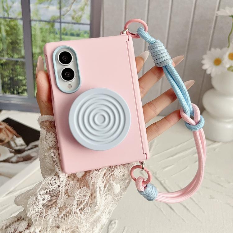 Side Clamp Magnetic Central Axis  Lens-Frame Phone Case with Wrist Strap & Holder, For Galaxy Z Fold8 5G